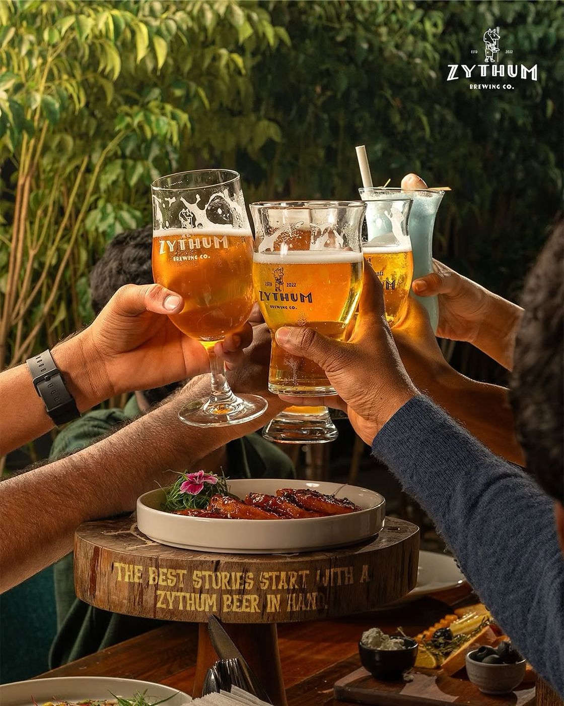 Friends raising glasses
