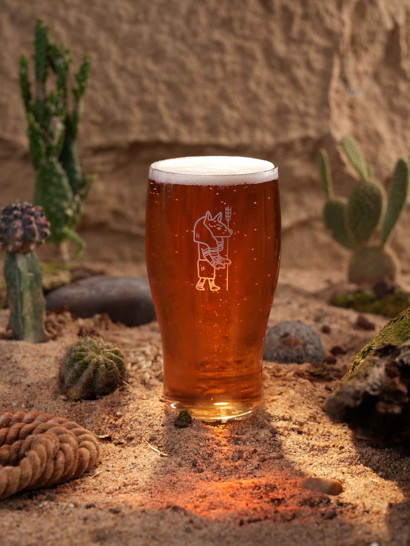 Wheat beer in a desert set
