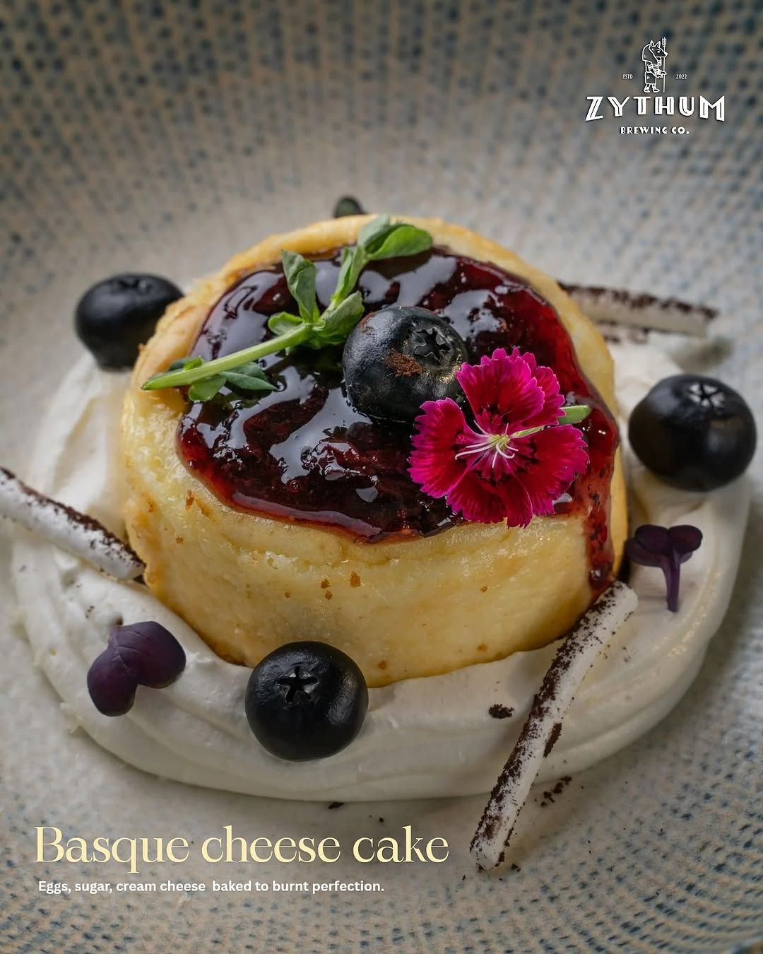 Basque cheesecake with berries