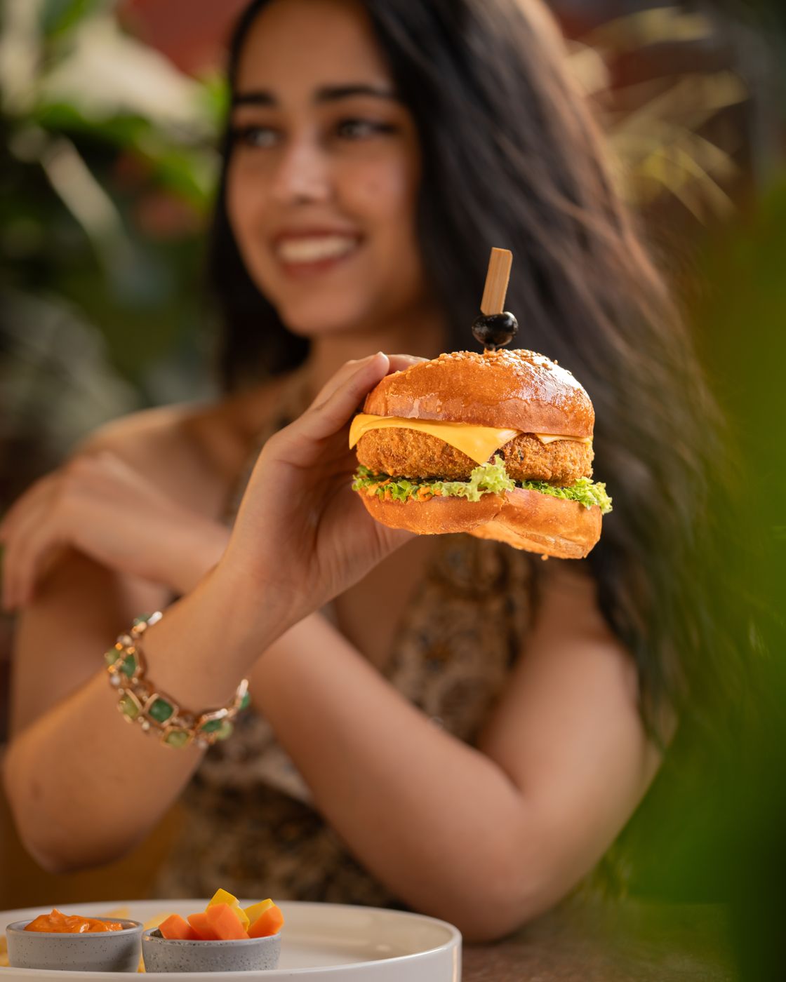 Guest with a burger