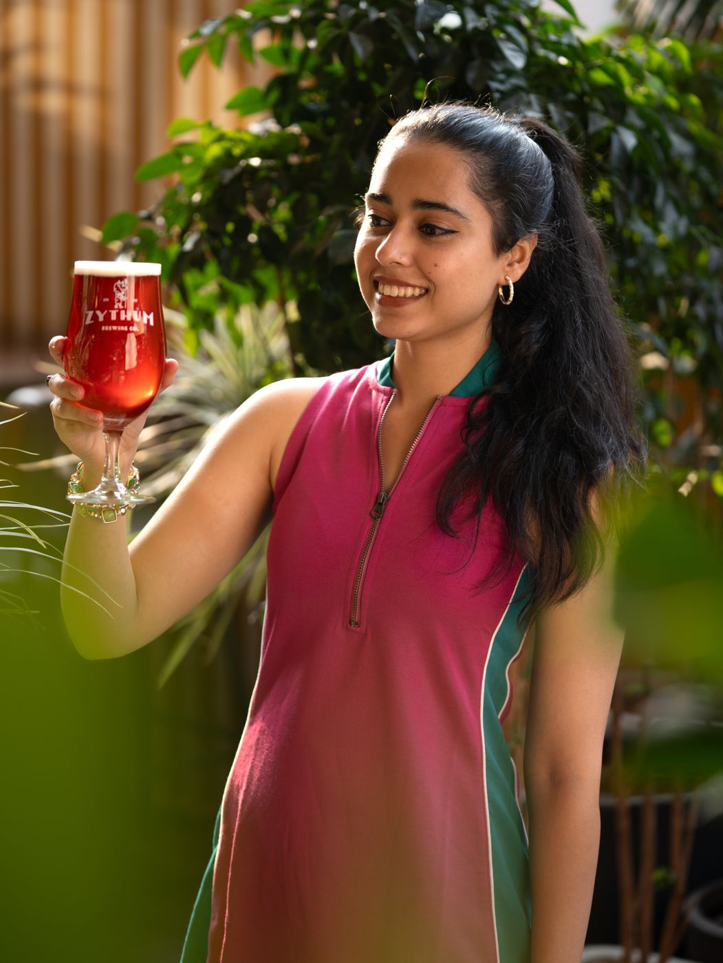 Guest with a glass of cider